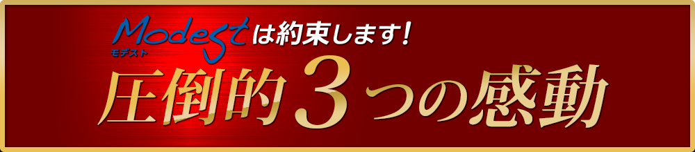 モデストは約束します！圧倒的3つの感動